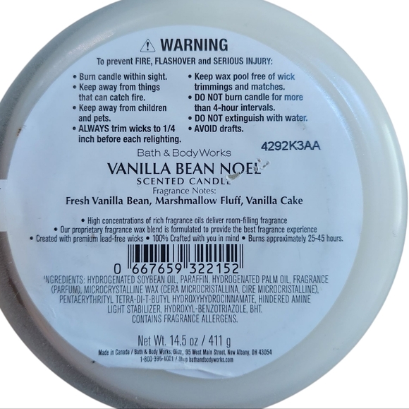Original Vanilla Bean Noel Bath & Body Works Candle *former scent notes* - Picture 6 of 7